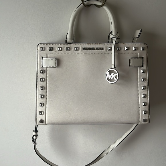 Michael kors rayne satchel studded white bag - Picture 3 of 6